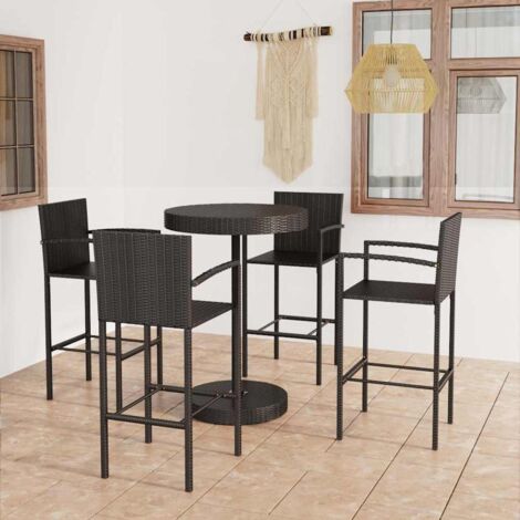Ensemble de bar de jardin 5 pcs-Bar d'extérieur Résine tressée Noir