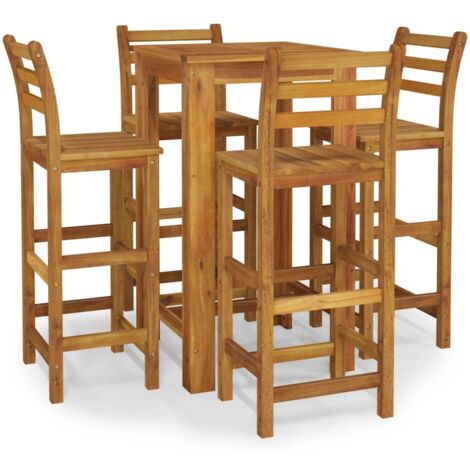 Ensemble de bar de jardin 5 pcs bois d'acacia solide