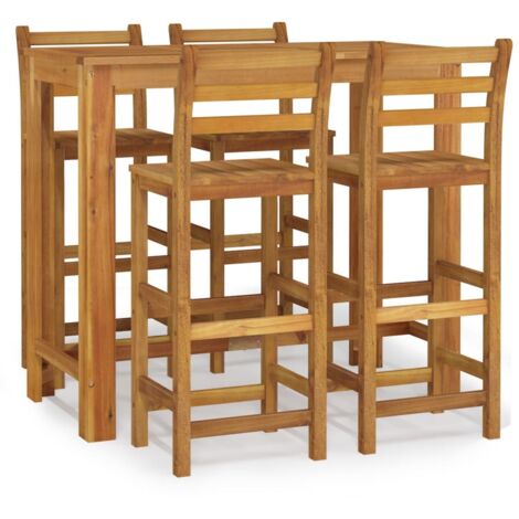 Ensemble de bar de jardin 5 pcs bois d'acacia solide