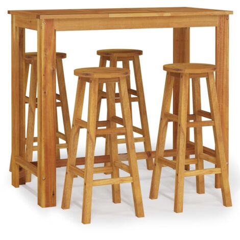 Ensemble de bar de jardin 5 pcs bois d'acacia solide