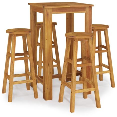 Ensemble de bar de jardin 5 pcs bois d'acacia solide