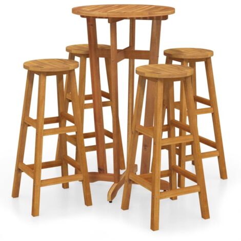 Ensemble de bar de jardin 5 pcs bois d'acacia solide