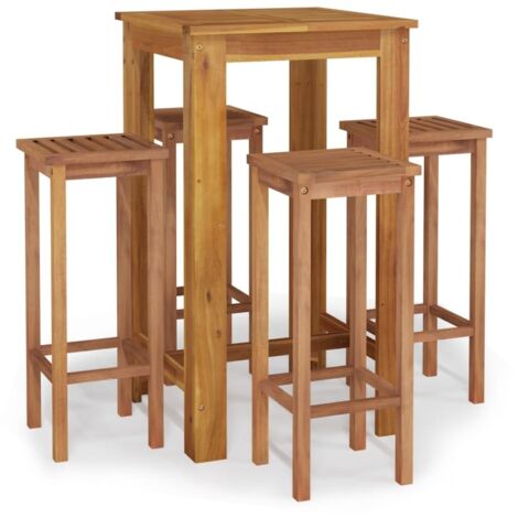 Ensemble de bar de jardin 5 pcs bois d'acacia solide