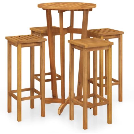 Ensemble de bar de jardin 5 pcs bois d'acacia solide