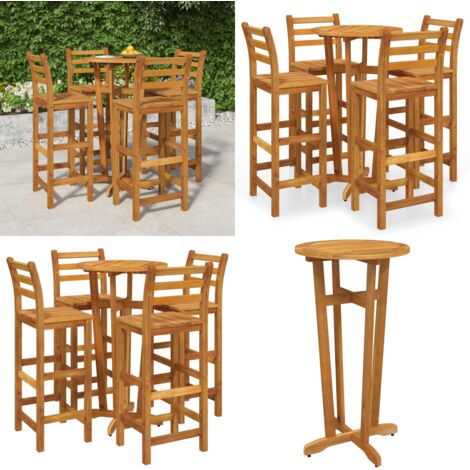 Ensemble de bar de jardin 5 pcs bois d'acacia solide - Ensemble Salon De Jardin - Meuble De Jardin Extérieur - Table De Bar - Chaises De Bar - Acacia Massif - Home & Living