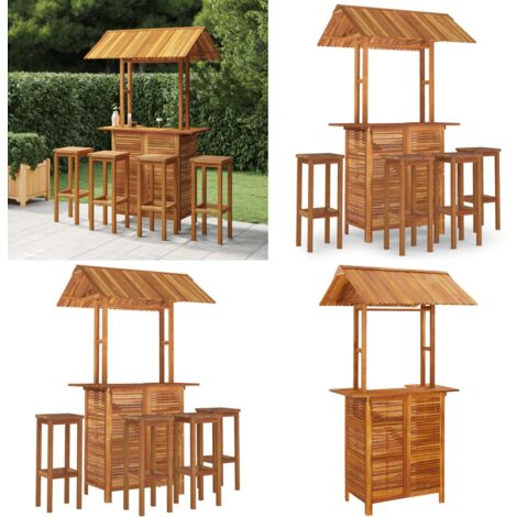 Ensemble de bar de jardin 5 pcs Bois d'acacia solide - Ensemble Salon De Jardin - Meubles De Jardin - Table Bistro - Chaise De Jardin - Acacia Massif - Home & Living