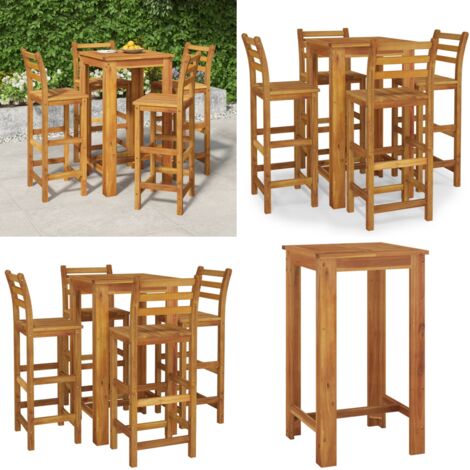 Ensemble de bar de jardin 5 pcs bois d'acacia solide - Ensemble Salon De Jardin - Meubles De Jardin - Table De Bar Extérieur - Chaises De Jardin - Acacia Massif - Home & Living