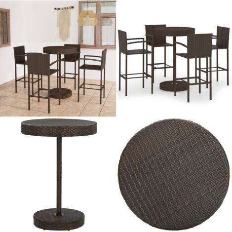 Ensemble de bar de jardin 5 pcs Résine tressée Marron - Ensemble Salon De Jardin - Mobilier De Jardin - Set De Bar Extérieur - Table Basse Extérieure - Chaises De Jardin - Home & Living