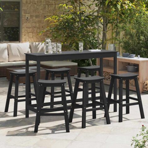 Ensemble de bar de jardin 6 pcs-Bar d'extérieur Noir HDPE