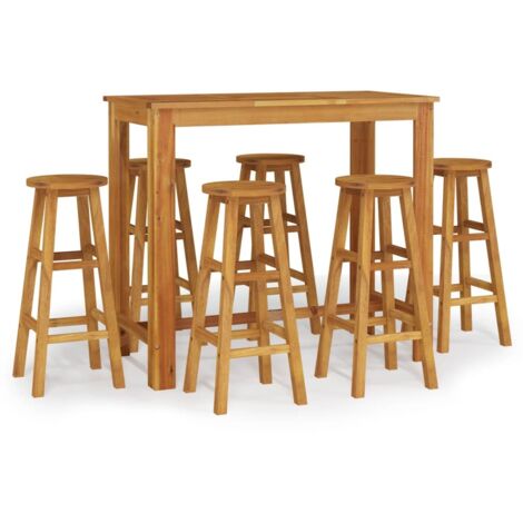 Ensemble de bar de jardin 7 pcs bois d'acacia solide