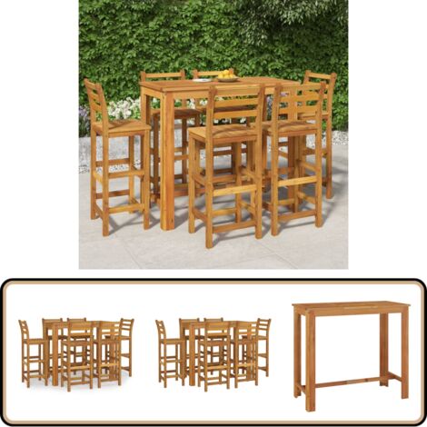 Ensemble de bar de jardin 7 pcs bois d'acacia solide - Ensemble Salon De Jardin - Meubles De Jardin - Table De Bar Extérieur - Chaises De Bar - Acacia Massif
