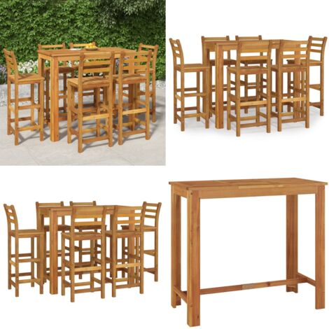 Ensemble de bar de jardin 7 pcs bois d'acacia solide - Ensemble Salon De Jardin - Meubles De Jardin - Table De Bar Extérieur - Chaises De Bar - Acacia Massif - Home & Living