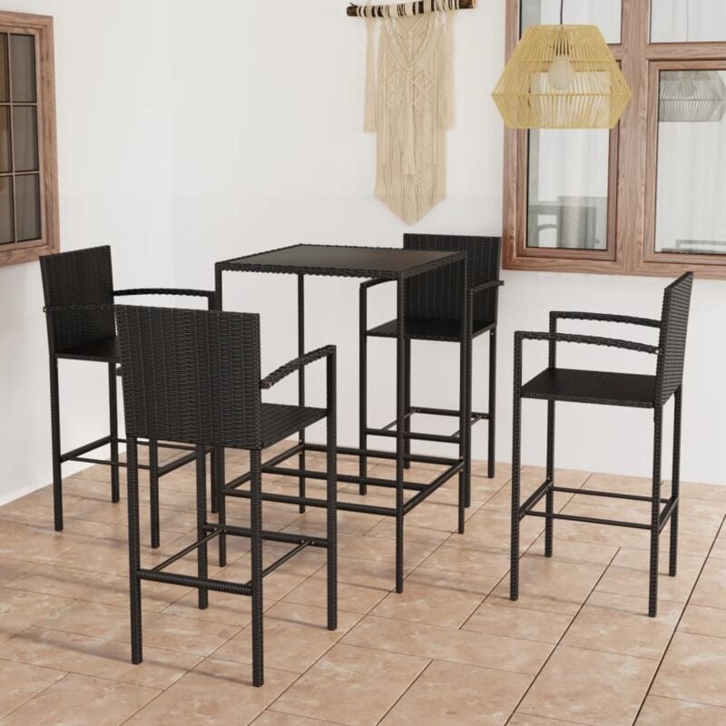 Vidaxl - Ensemble de bar de jardin 5 pcs Résine tressée Noir