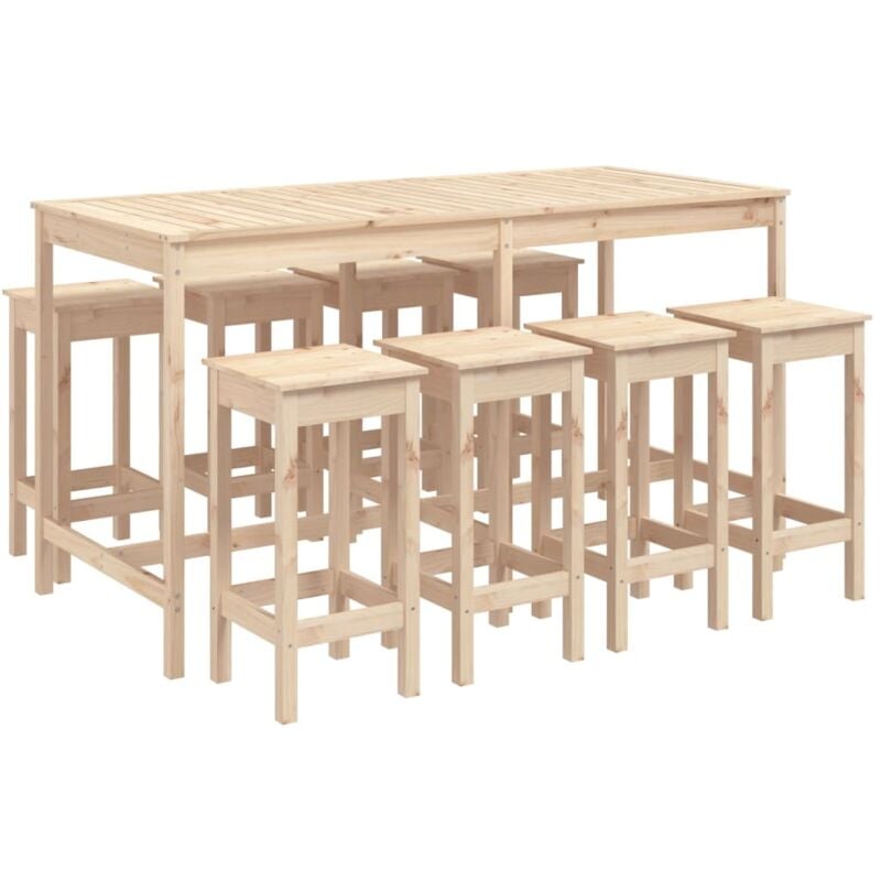 Ensemble de bar de jardin 9 pcs Bois de pin massif