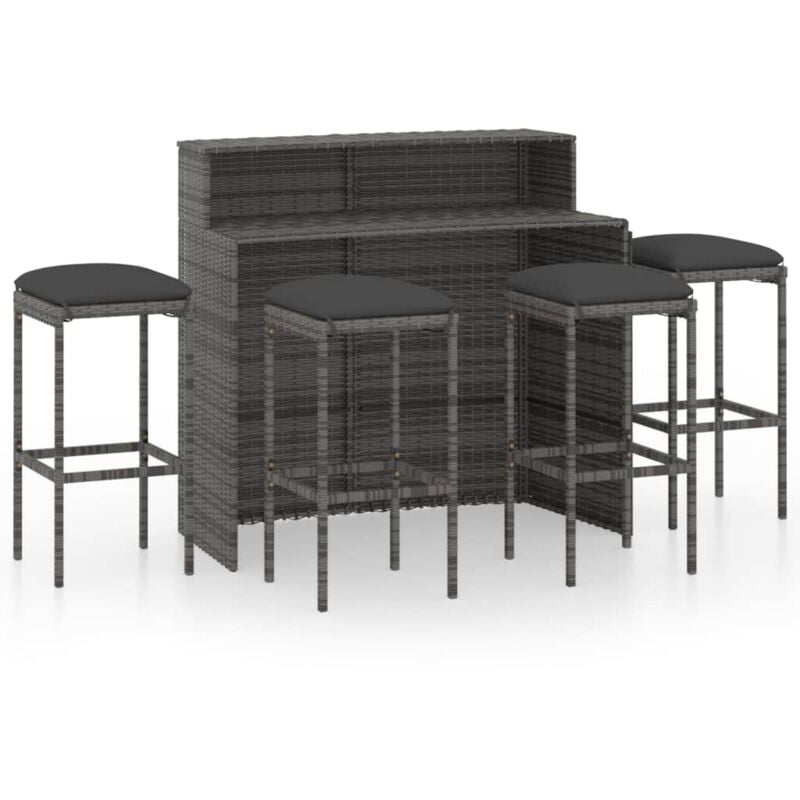 Vidaxl - Ensemble de bar de jardin avec coussins 5 pcs Gris