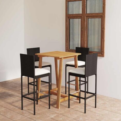 Ensemble de bar de jardin avec coussins 5 pcs-Bar d'extérieur Noir 696313