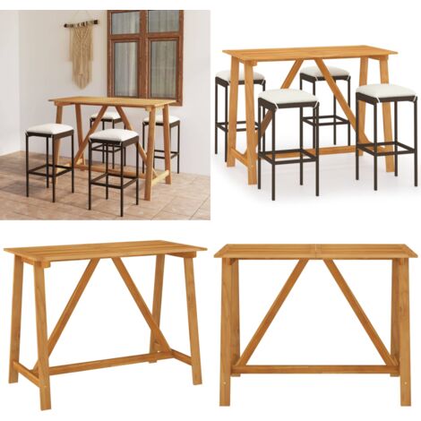 Ensemble de bar de jardin avec coussins 5 pcs Marron - Ensemble Salon De Jardin - Mobilier De Jardin - Table Et Chaises De Jardin - Set De Bar Extérieur - Table Basse Extérieure - Home & Living