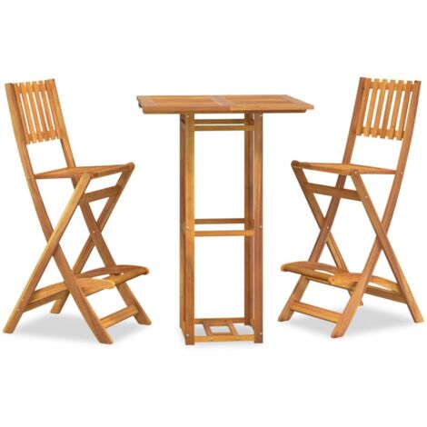 Ensemble de bar d'extérieur 3 pcs  Mobilier de jardin Bois d'acacia massif