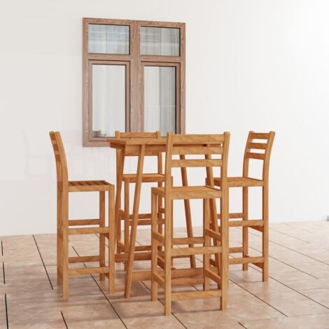Ensemble de bar d'extérieur 5 pcs-Bar de jardin Bois d'acacia massif 830233