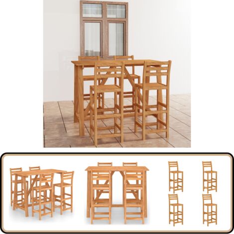 Ensemble de bar d'extérieur 5 pcs Bois d'acacia massif - Ensemble De Bar - Mobilier De Jardin - Salon De Jardin - Acacia Massif - Table De Bar