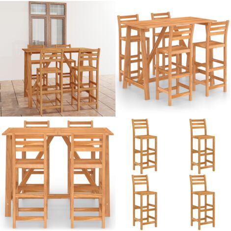 Ensemble de bar d'extérieur 5 pcs Bois d'acacia massif - Ensemble De Bar - Mobilier De Jardin - Salon De Jardin - Acacia Massif - Table De Bar - Home & Living