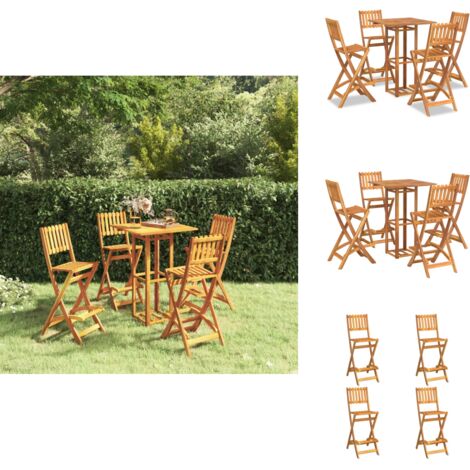 Ensemble de bar d'extérieur 5 pcs Bois d'acacia massif - Meubles De Jardin - Salon De Jardin - Set De Bar Extérieur - Table De Bar - Chaises De Bar