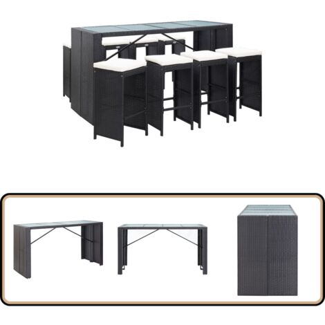 Ensemble de bar d'extérieur 9 pcs Résine tressée Noir - Salon De Jardin - Meubles De Jardin - Set De Salon De Jardin - Table De Bar - Tabouret De Bar