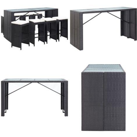 Ensemble de bar d'extérieur 9 pcs Résine tressée Noir - Salon De Jardin - Meubles De Jardin - Set De Salon De Jardin - Table De Bar - Tabouret De Bar - Home & Living