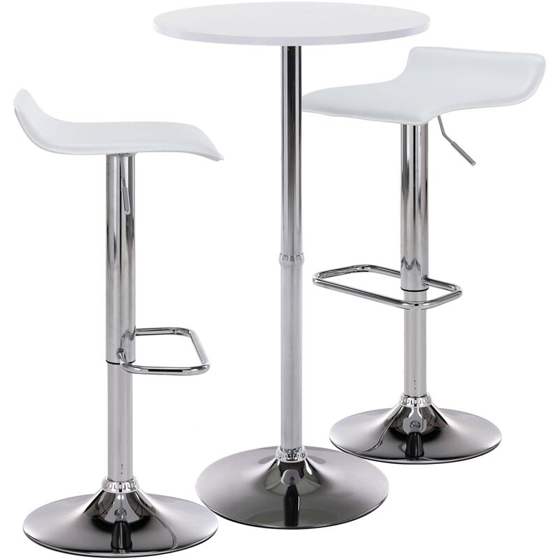 Ensemble de bar Esberg avec 1 Table haute et 2 tabourets de bar Blanc