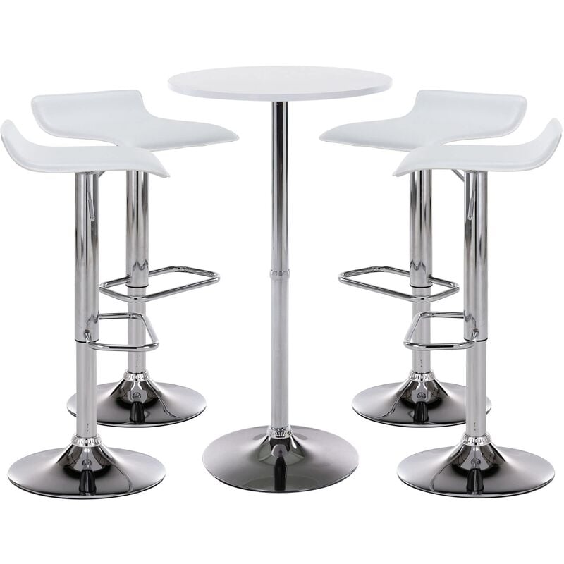 CLP - Ensemble de bar Esberg avec 1 Table haute et 4 tabourets de bar Blanc