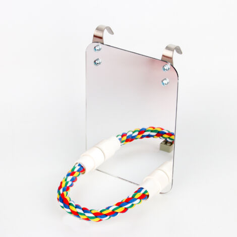 Ensemble de barre de support de corde de coton de jouet de miroir d'oiseau