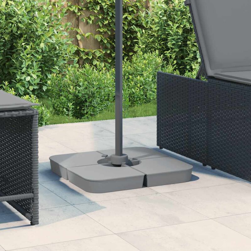 Vidaxl – Ensemble de 4 bases de parasol en polypropylène – Dimensions 100 x 100 x 11 cm – Poids total 100 kg avec sable – Pour parasols à pied croisé