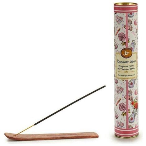 Ensemble de bâtonnets d'encens en boîte métallique - Roses (12 x 30 pièces) + support
