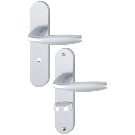 Ensemble de béquille New York - HOPPE AG - Argent - Plaque 190 x 41 mm - entraxe de fixation 165 mm - Condamnation