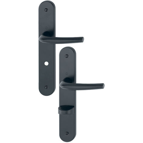 Ensemble de béquille San Diego - HOPPE AG - Noir mat - Plaque 240 x 40 mm - entraxe de fixation 195 mm - Condamnation