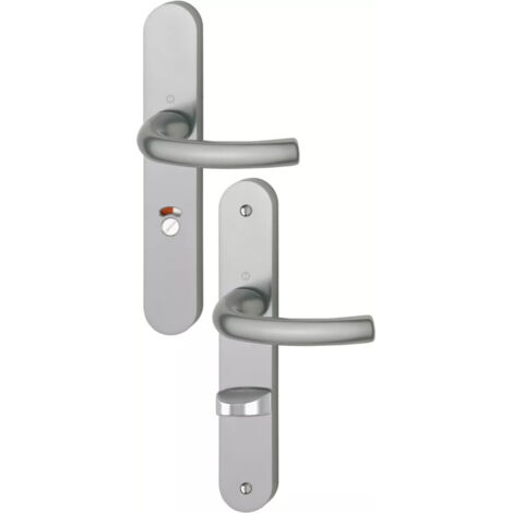 Ensemble de béquille Tokyo - HOPPE AG - Aspect inox - Plaque 234 x 39 mm - entraxe de fixation 195 mm - Condamnation avec voyant libre-occupé