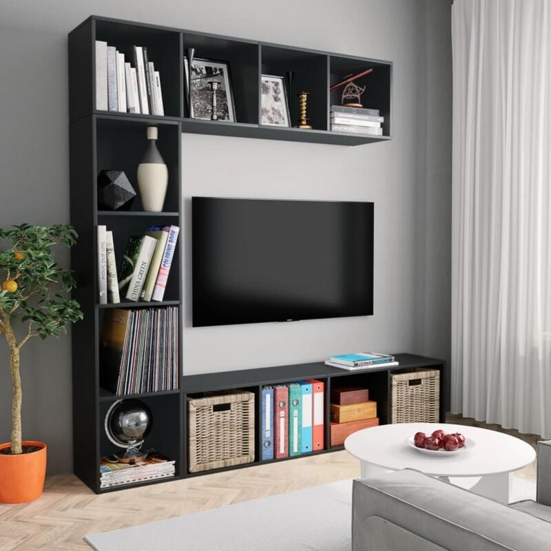 Vidaxl - Ensemble de bibliothèque/meuble tv 3 pcs Noir 180x30x180 cm
