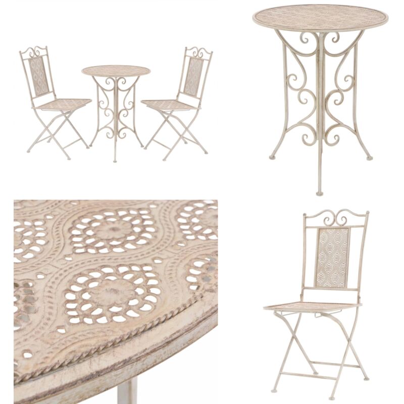 Mobilier de bistro 3 pcs Acier Blanc - Ensemble De Bistro - Salon De Jardin - Meubles De Jardin - Table Et Chaises - Mobilier Extérieur - Home &