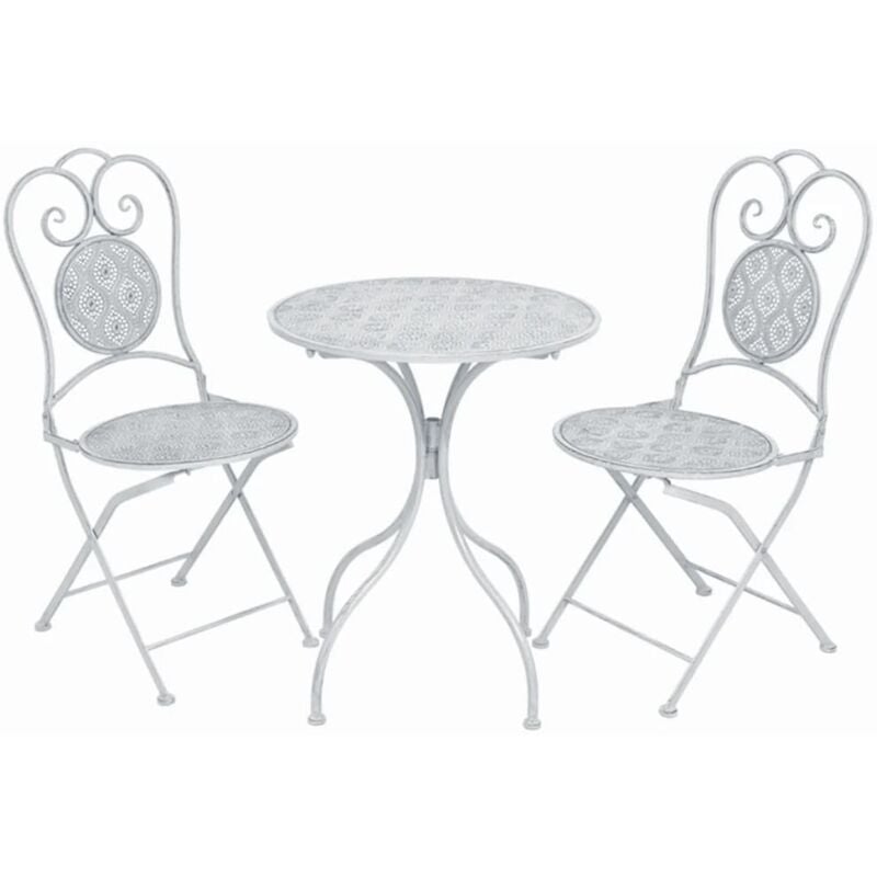 Ensemble de bistro 3 pcs Acier Blanc grisâtre Ensemble de bistro 3 pcs Acier Blanc grisâtre