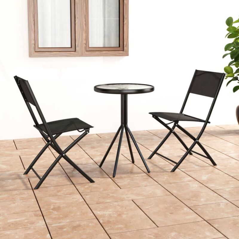 Ensemble de bistro 3 pcs Acier Noir Vidaxl