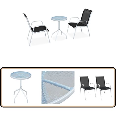 Ensemble de bistro 3 pcs Acier Noir - Salon De Jardin - Meubles De Jardin - Set De Salon De Jardin - Table Et Chaises - Table Basse