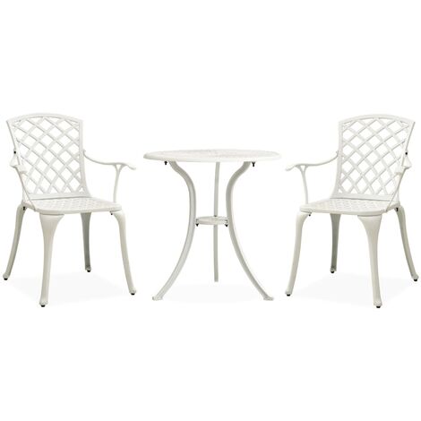 Ensemble de bistro 3 pcs Aluminium coulé Blanc 7