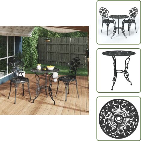 Ensemble de bistro 3 pcs Aluminium coulé Noir - Ensemble De Bistro - Salon De Jardin - Mobilier De Jardin - Table Et Chaises - Table Basse