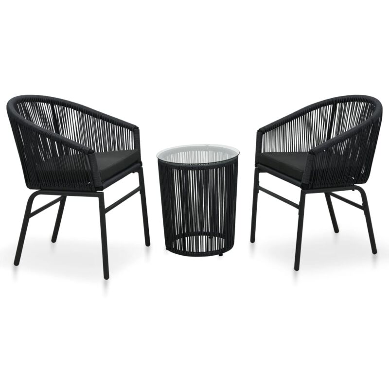 Vidaxl - Ensemble de bistro 3 pcs avec coussins Rotin PVC Noir
