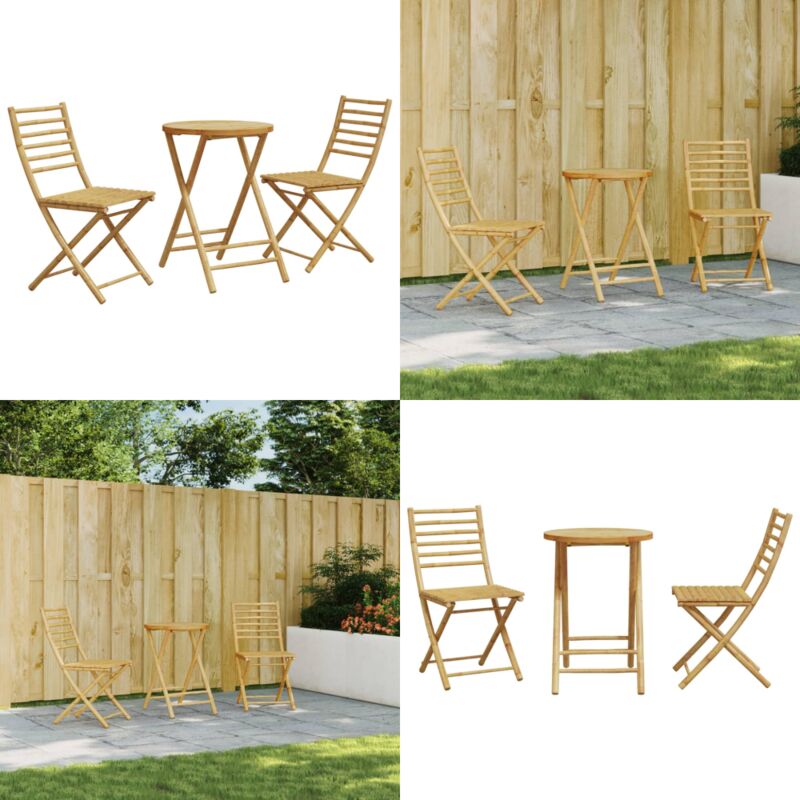 Ensemble de bistro 3 pcs bambou - Meubles De Jardin - Salon De Jardin - Ensemble De Bistro - Mobilier Extérieur - Table Pliante - Home & Living