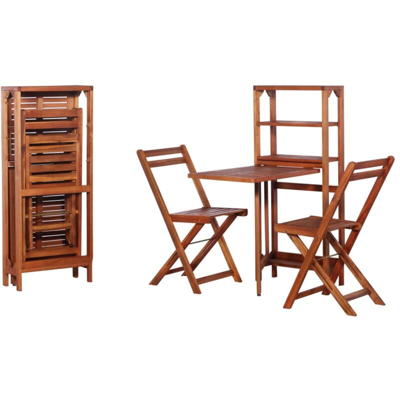 Mobilier de bistro pliable 3 pcs Bois d'acacia solide