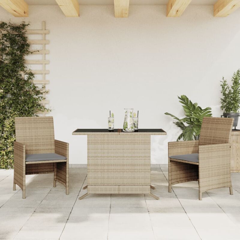 Vidaxl - Ensemble de bistro 3 pcs coussins mélange beige résine tressée
