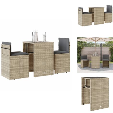 Ensemble de bistro 3 pcs et coussins gris clair résine tressée - Salon De Jardin - Set De Salon De Jardin - Meuble De Jardin - Mobilier De Jardin - Résine Tressée