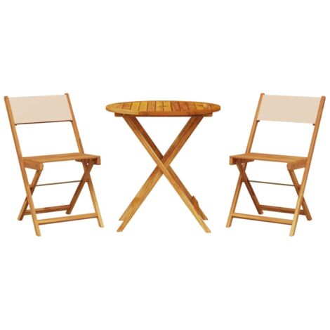 Ensemble de bistro 3 pcs  Mobilier de jardin beige tissu et bois massif