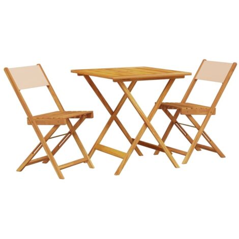 Ensemble de bistro 3 pcs  Mobilier de jardin beige tissu et bois massif